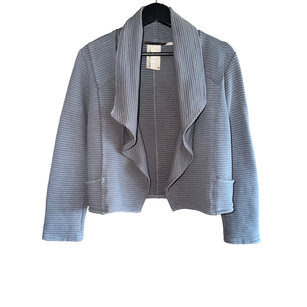 Dolan Left Coast Collection Grey Ribbed Crop Cardigan Open Front Size M W/Flaw